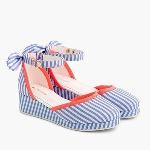 J Crew Crewcuts Striped Wedges + Bow Y5 (W 7)